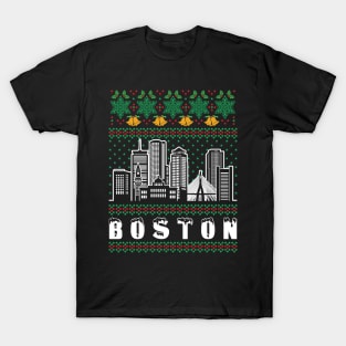 Boston Massachusetts Ugly Christmas T-Shirt